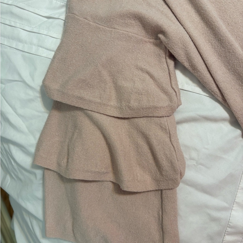 Pink Ruffled Crew Neck Sweater - Picture 2 of 3